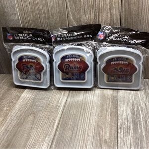 3- ST. LOUIS RAMS NFL UltraFlip 3D Plastic Sandwich Box Holder Container
